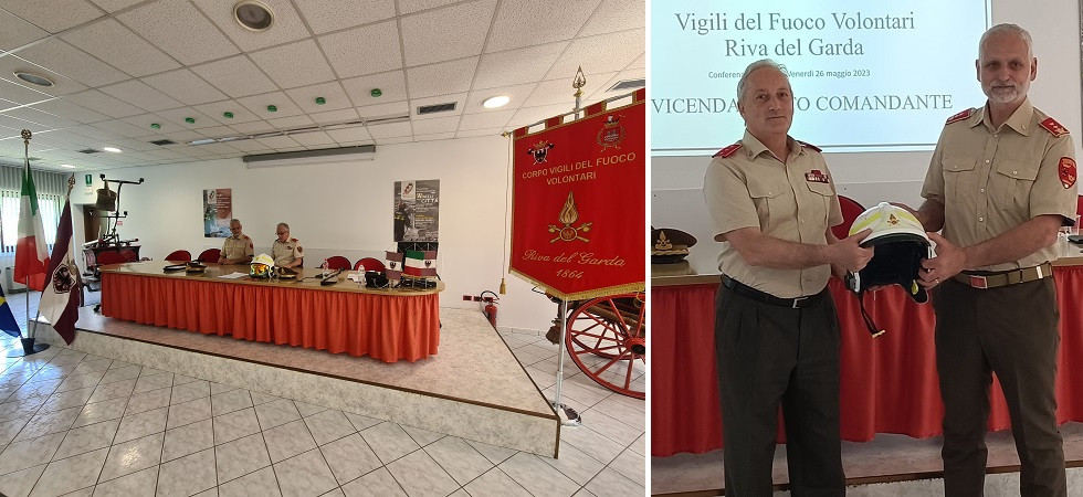 Dieci anni alla guida dei vigili del fuoco di Riva, Graziano Boroni cede il testimone a Marco Menegatti